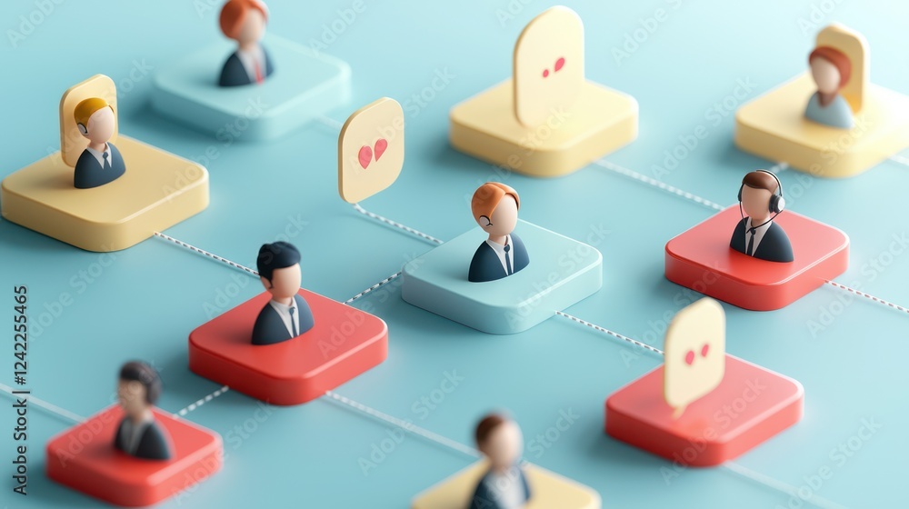 Aufkleber a colorful organizational chart featuring stylized figures representing people, emphasizing relation