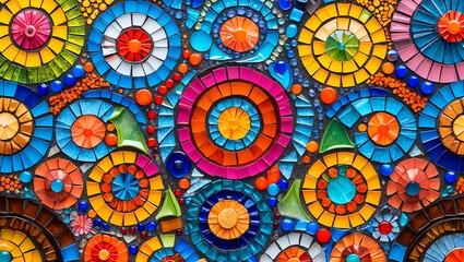Vibrant abstract mosaic art with colorful circles