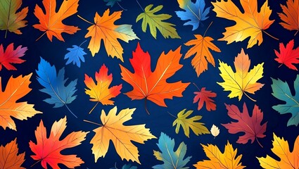 Vibrant autumn leaves in a colorful background