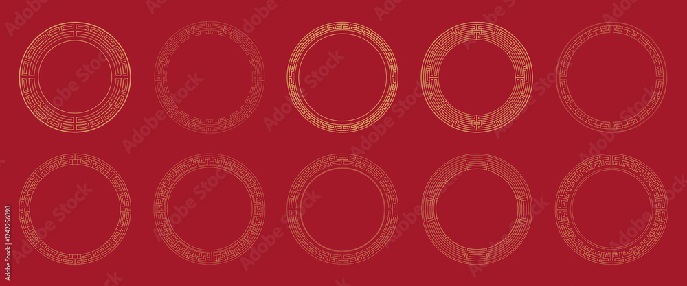 Poster elegant red circular patterns isolated illustration, vector set