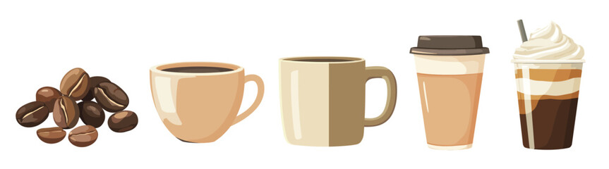 Obraz premium Coffee varieties in illustration, vector element set