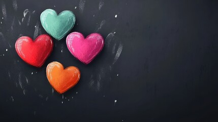 Obraz premium Colorful hearts on a dark background showing love
