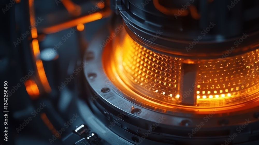Poster a medium closeup presents a detailed view of the reactors heating mantle with adjustable temperature