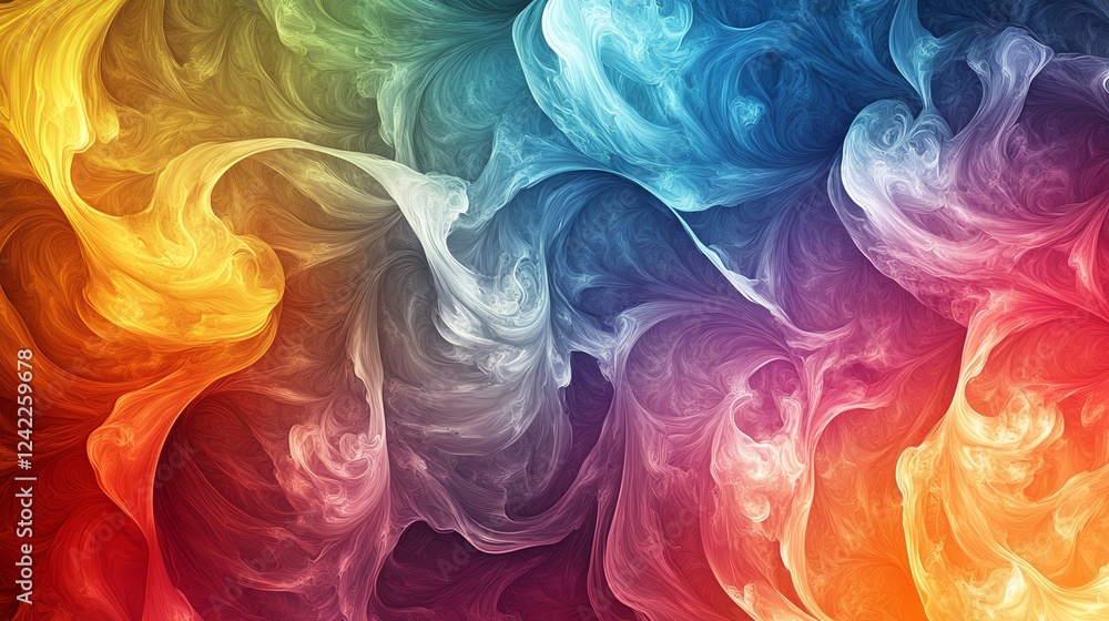 Poster colorful abstract swirls create a vibrant visual display of fluid shapes and hues in a dynamic compo