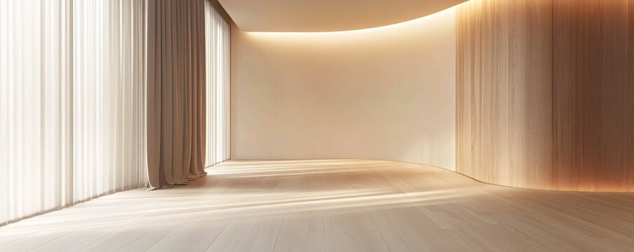 Clean and bright interior with natural light highlighting a wooden floor