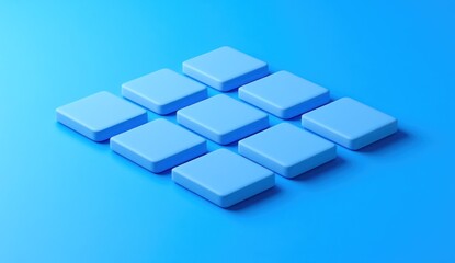 Nine light blue square blocks arranged on a blue background.