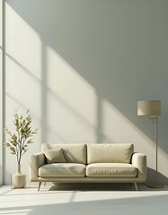 Beige Sofa in Minimalist Living Room Setting