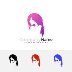 Obraz premium Beautiful woman with long hair logo, beauty icon