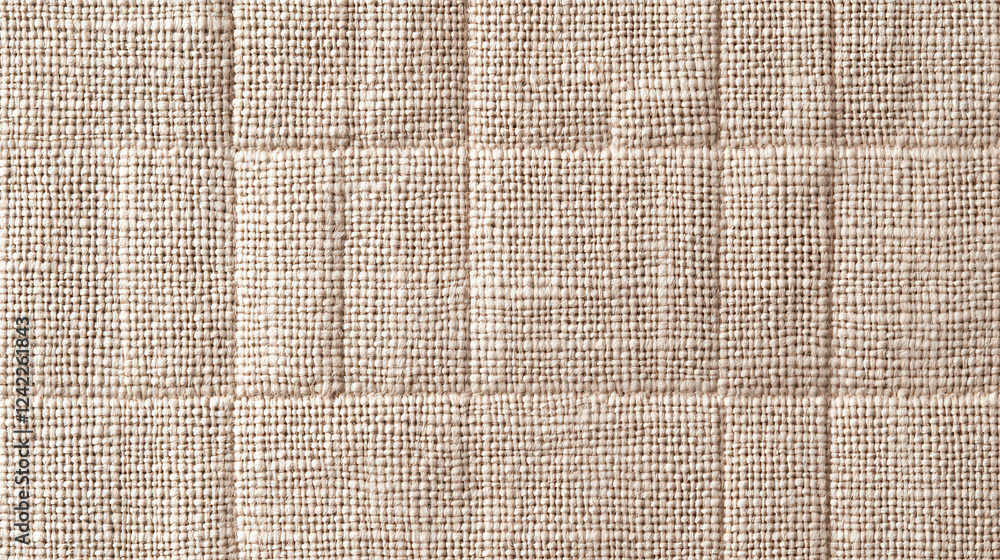 Poster finely detailed classic graph paper pattern in soft beige color, showcasing textured fabric surface that adds warmth and elegance to any design