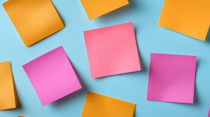 World Compliment Day concept. Vibrant Flat Lay of Colorful Sticky Notes Arranged in Geometric Pattern