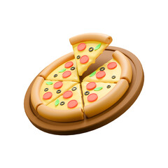 a 3d illustration of pizza with full topping 