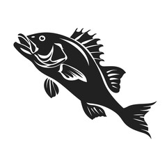 Sea bass silhouette illustration vector black vector