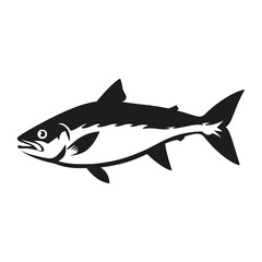 Naklejka premium Musky fish silhouette illustration black white vector
