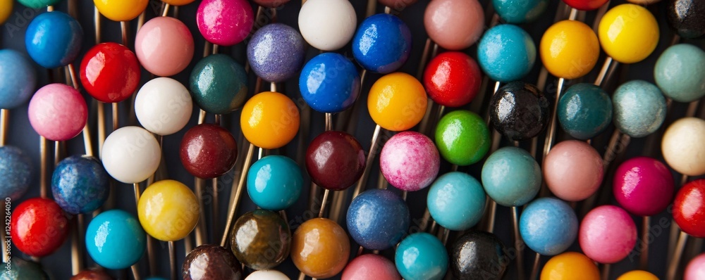 Aufkleber Colorful push pins creating an abstract background