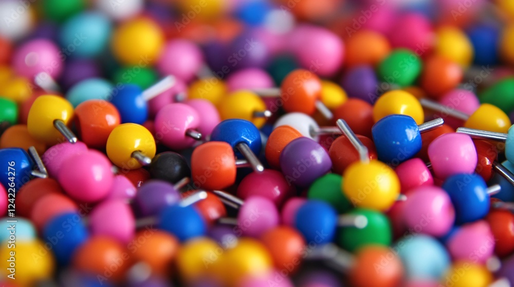 Aufkleber colorful assortment of push pins creating a vibrant and lively backdrop