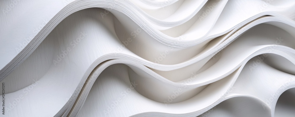 Fototapete Stylish parametric pattern created by abstract white wavy background