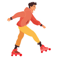 Young man running illustration skating people vector