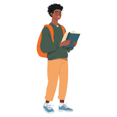 Young student man illustration clothing backpack vector