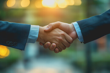 Two men shaking hands in a professional setting demonstrating agreement and collaboration between business partners or colleagues