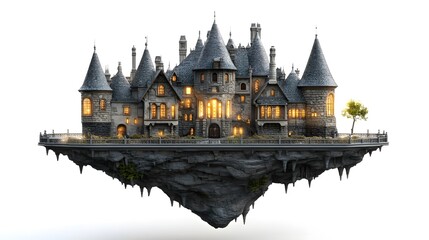 Obraz premium Luxury Fantasy Houses: Enchanting Architectural Masterpieces Isolated In White Background