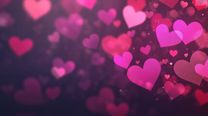 Bokeh heart lights in multiple colors with soft blur create romantic atmosphere