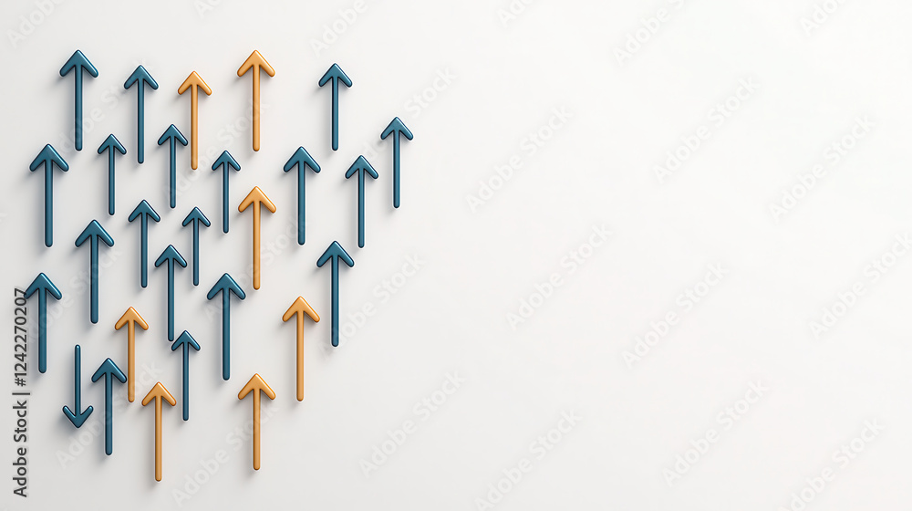 Leinwandbilder directional arrows in various colors pointing upward, symbolizing growth and progress. arrangement c