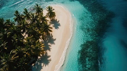 Idyllic Tropical Island Paradise with Palm Trees and Crystal Clear Water