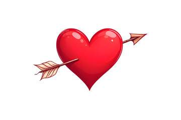 A Red Heart Pierced by Cupid's Arrow Illustrating Valentine's Day Romance