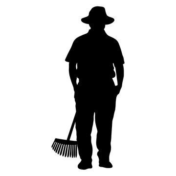 recommend clip art: Man farmer silhouette rake illustration vector