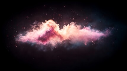 Fototapeta premium Ethereal cosmic cloud swirling with vibrant colors in a dark space backdrop, suggesting wonder