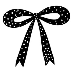 Bow ribbon polka black white vector