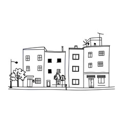 Naklejka premium Buildings drawing art sketch vector