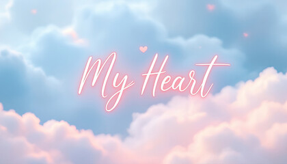 A creative design featuring a soft romantic design featuring the words my hear