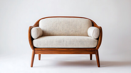 Fototapeta premium A wooden couch with a white fabric on it