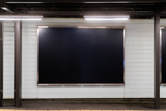 Black Billboard on Subway Station.