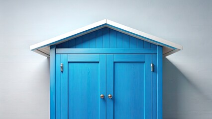 Blue Dry Closet with White Roof - Isolated Macro Photography on White Background, Perfect for Home Organization, Storage Solutions, and Interior Design Concepts