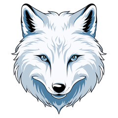 Naklejka premium Arctic fox face retro logo illustration drawing animal vector