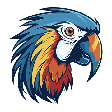 Parrot head retro logo illustration vector bird vector