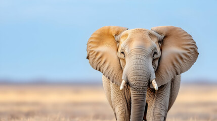Elephant portrait, African savanna, wildlife, calm background, nature documentary