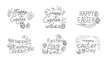 Set of Happy easter Calligraphy. Decorative lettering collection for Easter day event and design. Vector illustration.
