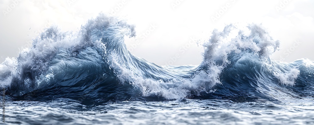 Poster a stunning ocean wave, frozen in time and isolated on a transparent background, offering a sharp, cl