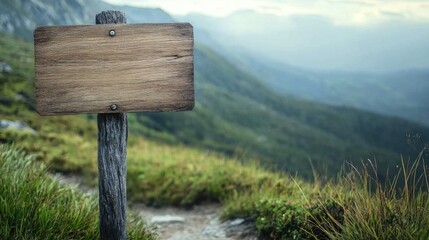 A wooden signpost for hiking trails- leaving space for added text and design.