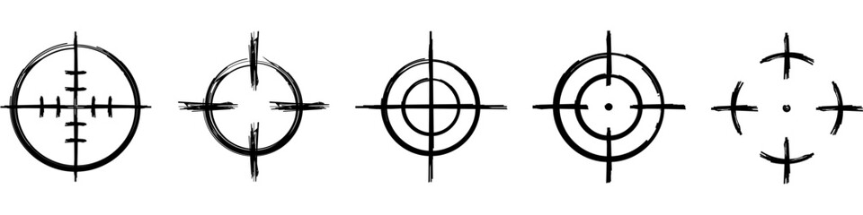 grunge style crosshair, crosshair icon , targeting, aim, sniper Bullseye, symbol. Military rifle scope, shooting mark sign. Targeting, aiming for a shot. Archery, hunting and sport Game UI