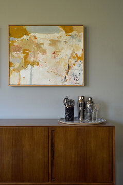 Stylish Mid Century Modern cabinet with cocktail bar