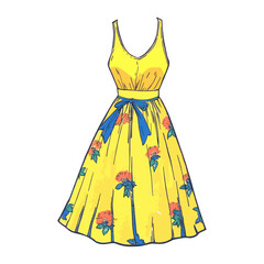 Sun dress fashion illustration clothing vector