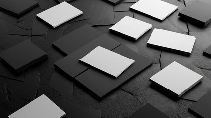 Mockup Blank cards on dark textured surface. Design, presentation, marketing