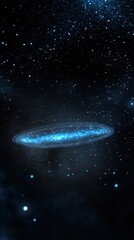 Spiral Galaxy in Deep Space with Shimmering Blue Stars and Nebulae