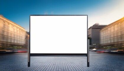 Obraz premium Blank billboard on the street. White blank screen billboard in the city for new product or presentation with empty space 