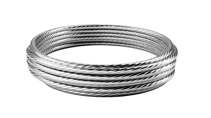 Close up of metallic cable strands coiled and gleaming ideal for industrial construction or technology themes  High resolution image perfect for website banners brochures and technical manuals