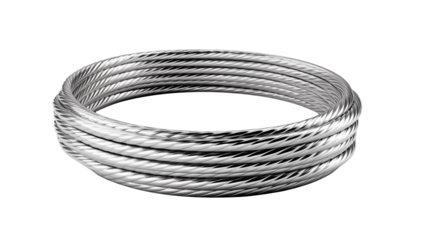 Close up of metallic cable strands coiled and gleaming ideal for industrial construction or technology themes  High resolution image perfect for website banners brochures and technical manuals
